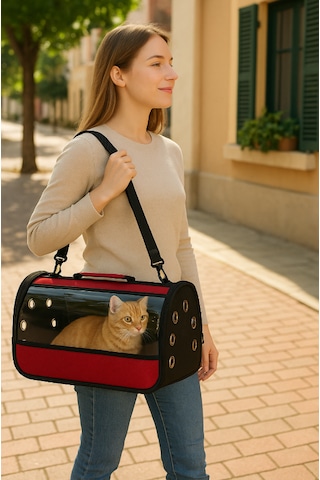 Ribac Şeffaf Pencereli Kedi Ve Köpek Taşıma Çantası Saplı Ve Seyahat Için Uygun