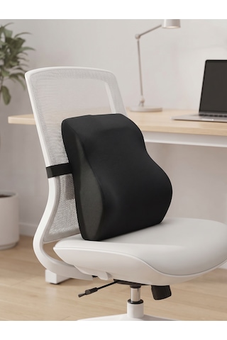 Dear Visco Ergonomik Bel Yastığı Ortopedik Sırt Destek Minderi % 100 Visco Ofis Araba Koltuk Yastığı Dvbe-06se Siyah