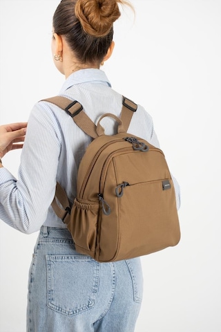 Baginn Kadın Sırt Çantası Ultra Hafif Paraşüt Kumaş Su İtici Kumaş Günlük Sırt Çantası Ölçüsü 30 24 Cm Kahverengi