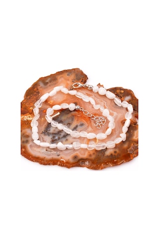 Ay Taşı Kolye - Amorf Kolye Mor - Sarı
