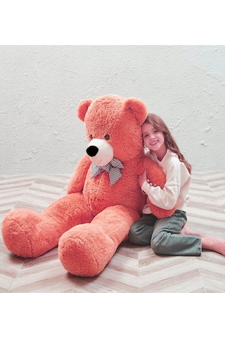 130 Cm Papyonlu Sevimli Peluş Ayı - Sevgiliye Özel Hediye Nar Çiçeği