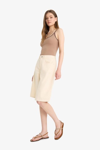 Defacto Coool Normal Bel Kısa Paça Gabardin Bermuda Şort F3133ax25hser105 Ekru