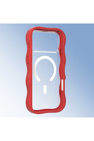 Apple Uyumlu iPhone 17 Pro Max  Kılıf M-safe Şarj Özellikli Youngkit Wave Clear Serisi Kapak Kırmızı Kırmızı