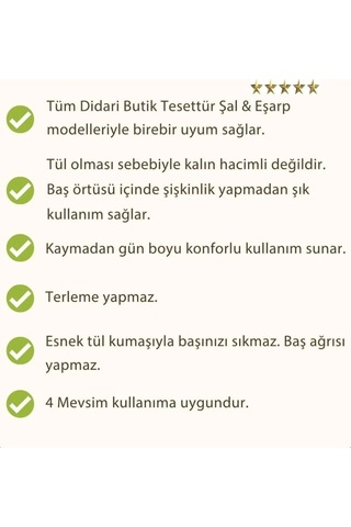 Ultra Konfor Modeli Kaymaz Terleme Yapmaz Tesettür Şal Eşarp Içi Tüllü Lastikli Topuz Tokası Kırmızı - Beyaz Siyah
