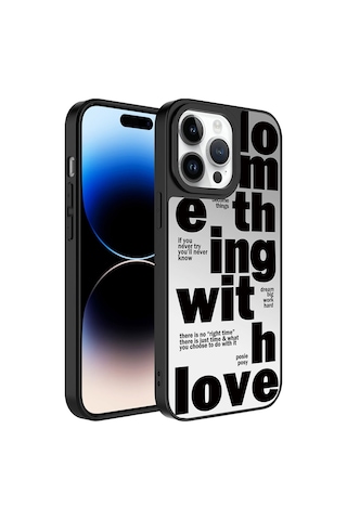 Apple Uyumlu iPhone 14 Pro Max Uyumlu Aynalı Desenli Kamera Korumalı Parlak Zore Mirror Kılıf-love Love -