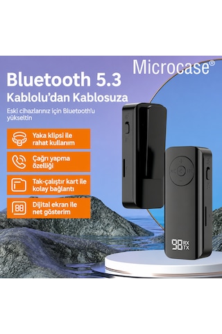 Microcase Bluetooth 5.3 Alıcı Verici Aux Adaptör Tx Rx Kablosuz Araç Ses Sistemi Ve Hoparlör Dönüştürücü Al5780
