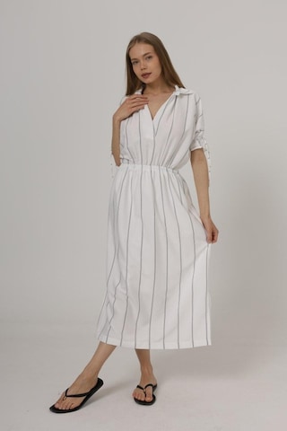 Butik İstanbul Beli Lastikli Elbise - Beyaz