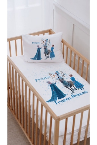 %100 Pamuk Anne Yanı Beşik Nevresim Takımı 60x100 Frozen Princess