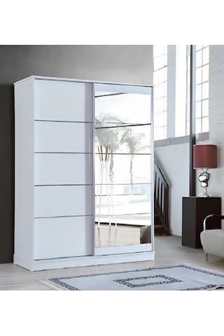 Efes 160 X 59 X 212 Sürgülü Dolap-beyaz-aynalı