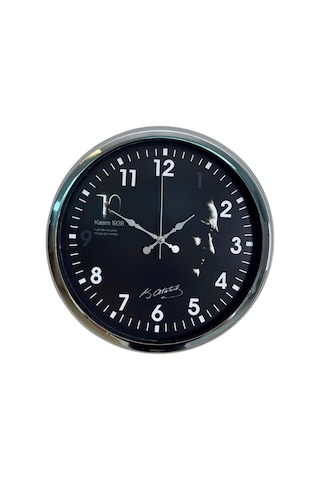 Silver Prestige Atatürk 36 Cm Metal Krom Duvar Saati Çok Renkli