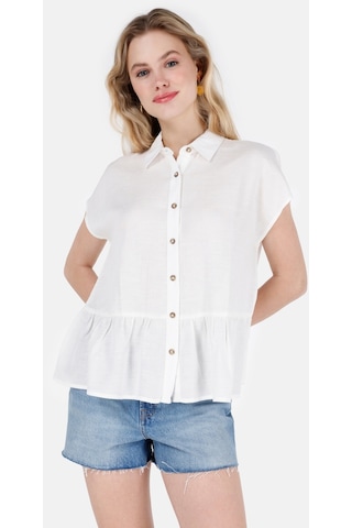Colin's Colins Normal Kesim Shirt Yaka Fırfır Detaylı Beyaz Kadın Kısa Kol Gömlek Cl1069199 Cl1069199 Q1.v1 Ofw Beyaz