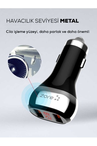 Zore Zr-C2 Type-C 2 in 1 Araç Şarj Seti