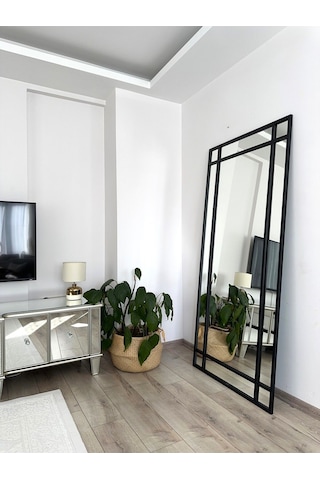 Effe Siyah Metal Çerçeveli 180x80 Cm Dekoratif Ayna 180x80siyah-b-dekor