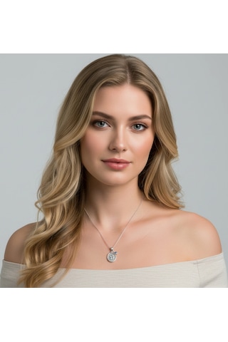 Desenli Oval Gümüş Harf Kolye - Gümüş Gümüş