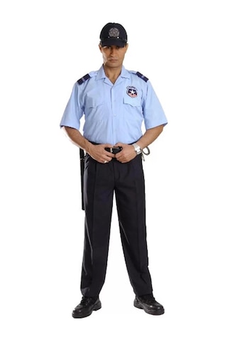 Erkek Gabardin Güvenlik Pantolonu Klasik Model Doruk Flato Cepli Görevlisi Pantolon Siyah