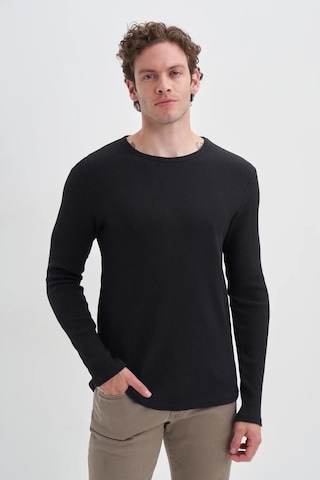 Cazador Waffle Rahat Kumaş %100 Pamuklu Slim Fit Sweatshirt-51640 Siyah