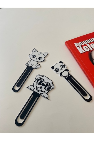 Sevimli Dostlar Figürlü Kitap Ayracı 3 Lü Set Renkli Sert Plastik Hediyelik
