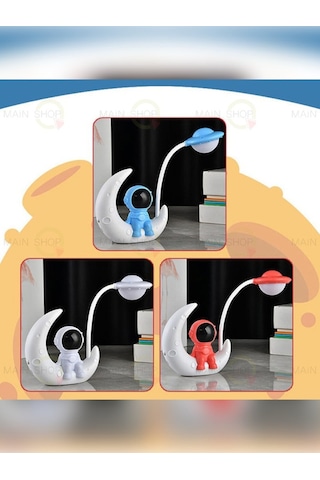 Mainshop Ay Üstünde Astronot Led Işık Usb Şarjlı Gece Lambası M-3137 Çok Renkli
