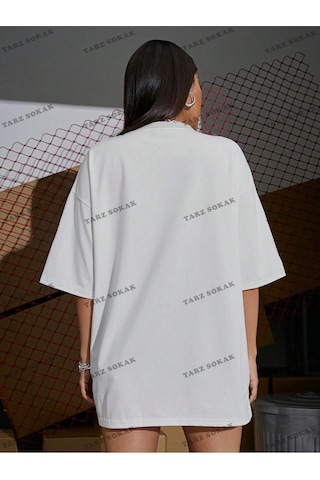 Adrift Los Angeles Baskılı Oversize Kalıp Unisex T-shirt Beyaz