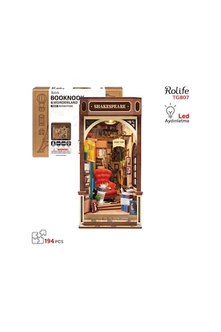 Rolife Tgb07 Kitapçı Bookstore Kitap Köşesi Book Nook Dıy Minyatür Maket Model Seti Mini Dollhouse 3d Model Kit Detaylı Dekoratif Hobi Seti 3d Puzzle Tiny House