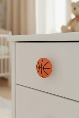 Basket Topu Çocuk Odası Mobilya Kulbu - Polyester - Tek Vidalı Dolap ve Çekmece Kulpu Turuncu