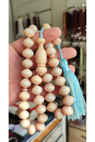 Kehribarkolik Katalin Krem Beyaz Damarlı Şalgamı Tesbih