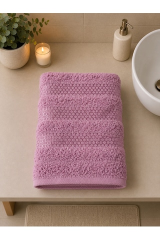 Pamuklu Saç Havlusu 50x90 Ve Banyo Havlusu 90x150 Yumuşak Dokulu Emici Saç Vebanyo Havlusu Pembe