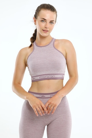 Maraton Active Slimfit Kadın Bisiklet Yaka Kolsuz Basic Lila Bra 813076-Lila