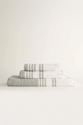 Ecocotton Erva Haki %100 Organik Pamuk Keten 3 Parça Havlu Seti Haki