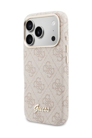 Apple Uyumlu iPhone 17 Pro Max Kılıf Guess Lisanslı M-safe Özellikli Script Yazı Logolu 4g Desenli Kapak Pembe