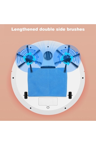 Reedark "mini Robot Süpürge: Kuru Ve Islak Temizleme, Usb Şarj, 65mm İnce, 100 Dakika Çalışma" Beyaz