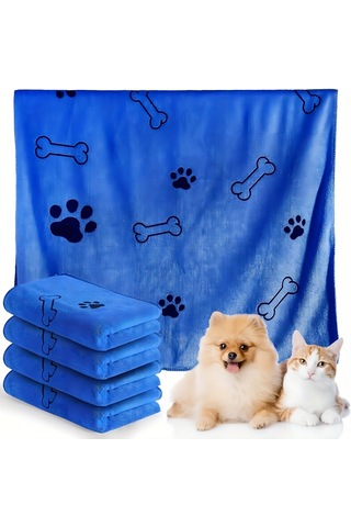 Ecronicword 4'lü Paket Evcil Köpek Banyo Havlusu Emici Çabuk Kuruyan Yumuşak