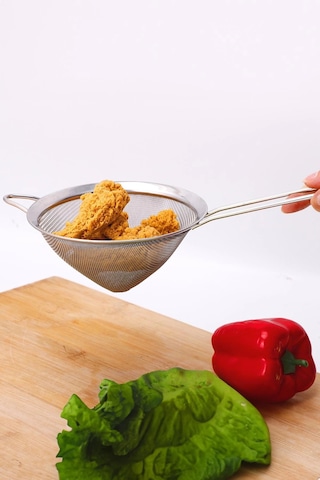 Saplı Tel Süzgeç 12 Cm Paslanmaz Çelik Konik Mutfak Süzgeci Çok Renkli