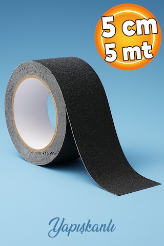 5 Metre Merdiven Zemin Kaydırmaz Bant Yapışkanlı 5 Cm X 5 Metre Kaymaz Bant Siyah
