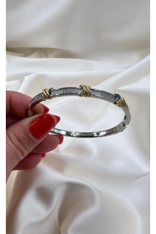 Bb İthal Xoxo Kelepçe Bilezik Altın - Gümüş