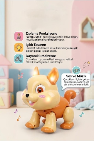 Pilli Işıklı Müzikli Hareketli İnteraktif Zıplayan Tavşan Eğitici Ve Eğlenceli Oyuncak Hayvan