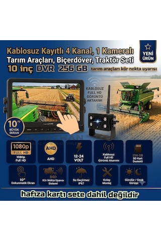 10 İnç Dokunmatik 1 Adet Kablosuz Kamera Ahd 1080p Dvr Monitör Bsd Kör Nokta Sistemli 12 24 V