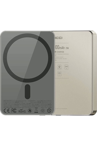 Recci RP26 PD 20 W 10000 mAh Ultra İnce Hızlı Şarj Özellikli Wireless Powerbank Gold
