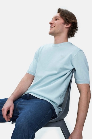 Fared Gök Mavi Bisiklet Yaka Triko Nakışlı Standard Fit Erkek Tshirt Gök Mavi