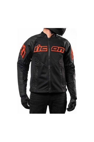 Icon Mesh Af Lthr Korumalı File Motosiklet Montu Siyah Oranj