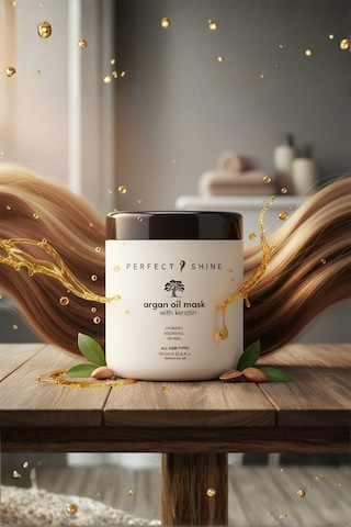 Perfect Shine Derinlemesine Besleyici Onarıcı Yoğun Bakım Argan Yağı Keratin İpek Proteinli Saç Maskesi 1 L