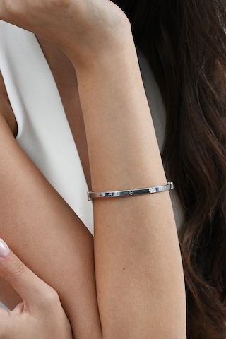 925 Ayar Gümüş Çivi Deseni Bilezik Barcode Rose Gold - Gümüş