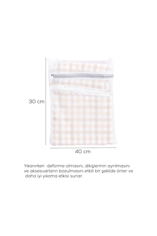 Porsima 3130 Çamaşır Yıkama Filesi Fermuarlı Bölmeli Ayakkabı Yıkama Filesi Deforme Önleyici Torba File Bej