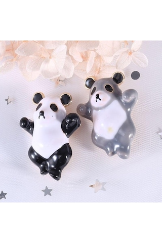 Siyah Blucome Sevimli Emaye Bambu Panda Hayvan Broş Çocuklar İçin Taklidi Yeni Moda Gömlek Elbise Sırt Çantası Takı Pimleri Siyah