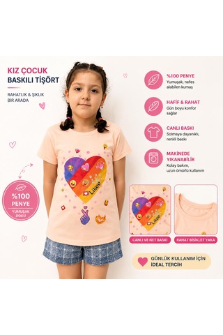 Monili Kız Çoçuk T-shirt Açık Pembe