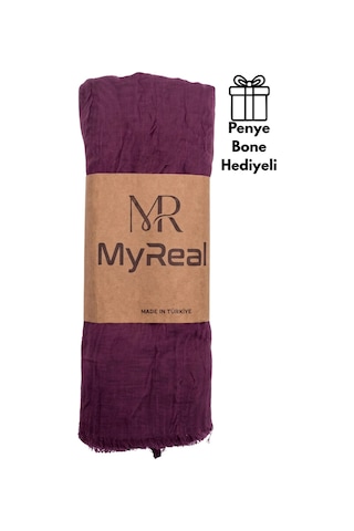 Myreal Bambu Kraş Şal Mürdüm - Ütü Gerektirmeyen Doğal Doku 90x200 Cm