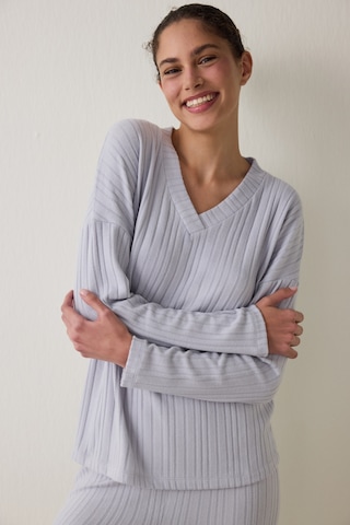 Penti Açık Gri Melanj Cozy V Yaka Uzun Kollu Termal Etkili Pijama Takımı Açık Gri Melanj