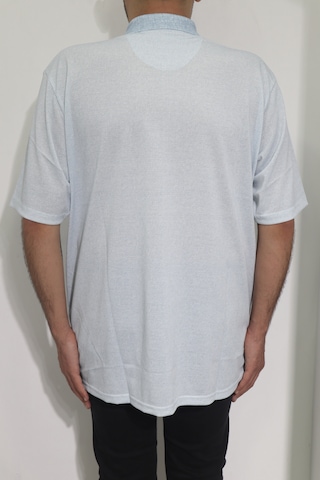 Santa Dmctekstil Erkek Desenli Klasik Kesim Rahat Kalıp Tek Cepli Polo Yaka Battal T-shirt Mavi