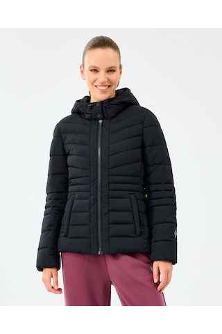 Skechers W Fitted Hoodie Puffer Jacket Kadın Siyah Mont S2520203-3817 Siyah