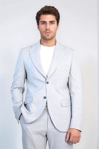 Açık Gri Slim Fit İki Düğmeli Keten Görünümlü Erkek Takım Elbise - Wessi Açık Mavi Açık Gri Slim Fit İki Düğmeli Keten Görünümlü Erkek Takım Elbise - Wessi Açık Mavi
